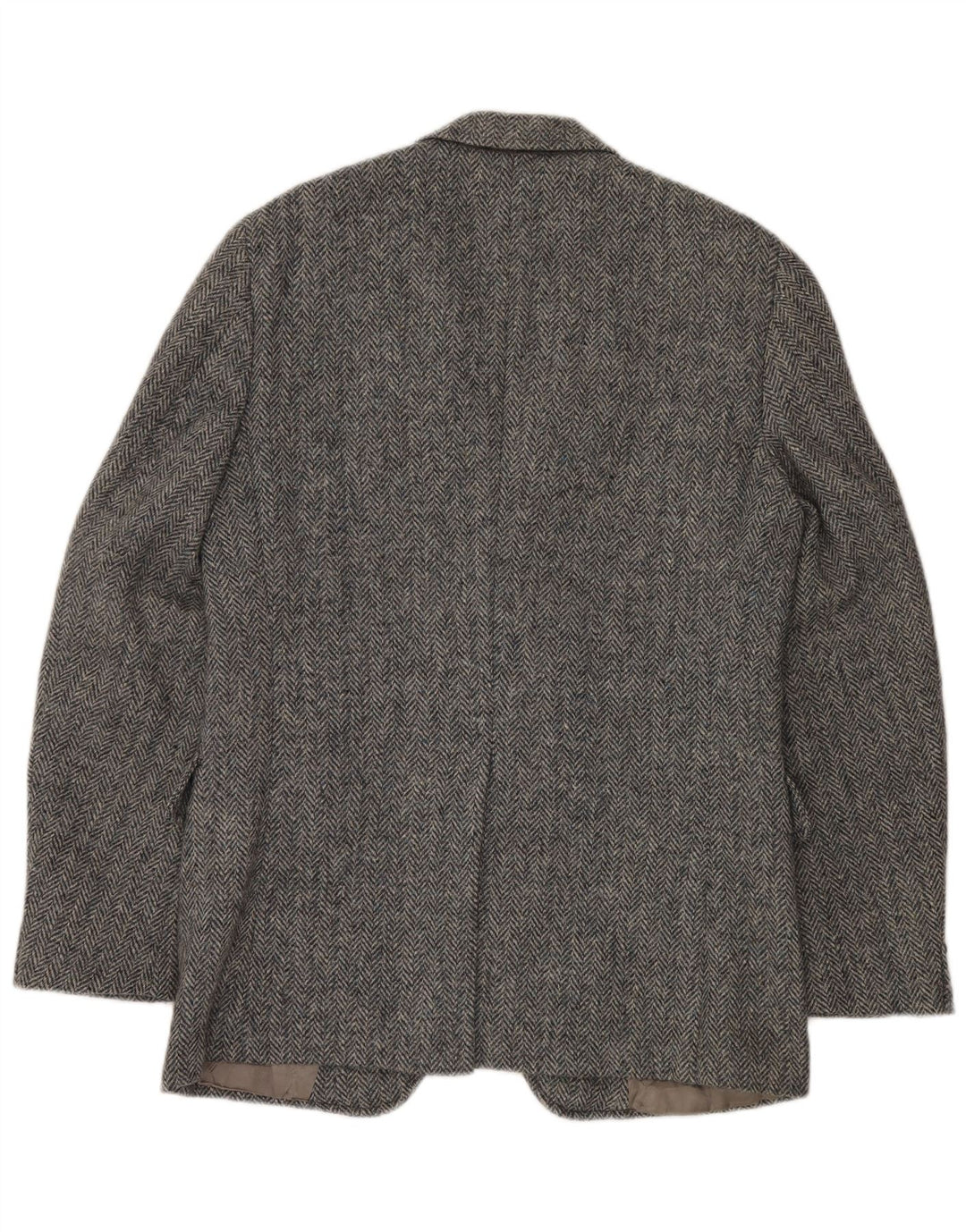 Дж.С.А. Мужской пиджак BANK на 2 пуговицах, Великобритания 38, средний серый шерстяной узор с рисунком «елочка»