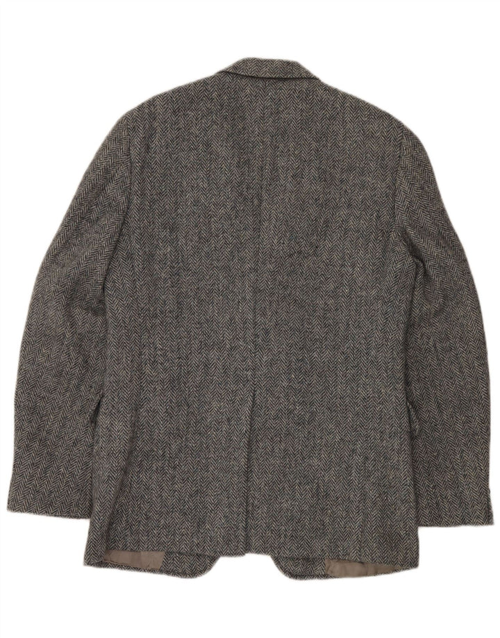 Дж.С.А. Мужской пиджак BANK на 2 пуговицах, Великобритания 38, средний серый шерстяной узор с рисунком «елочка»