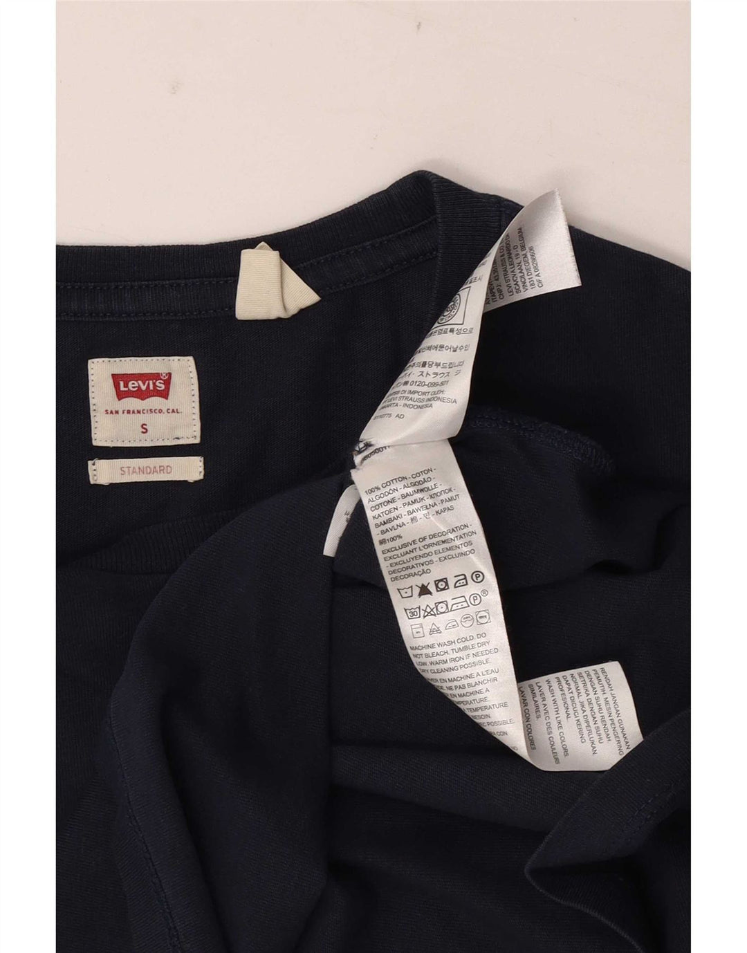 Мужская стандартная футболка Levi's, маленький размер, темно-синий, хлопок