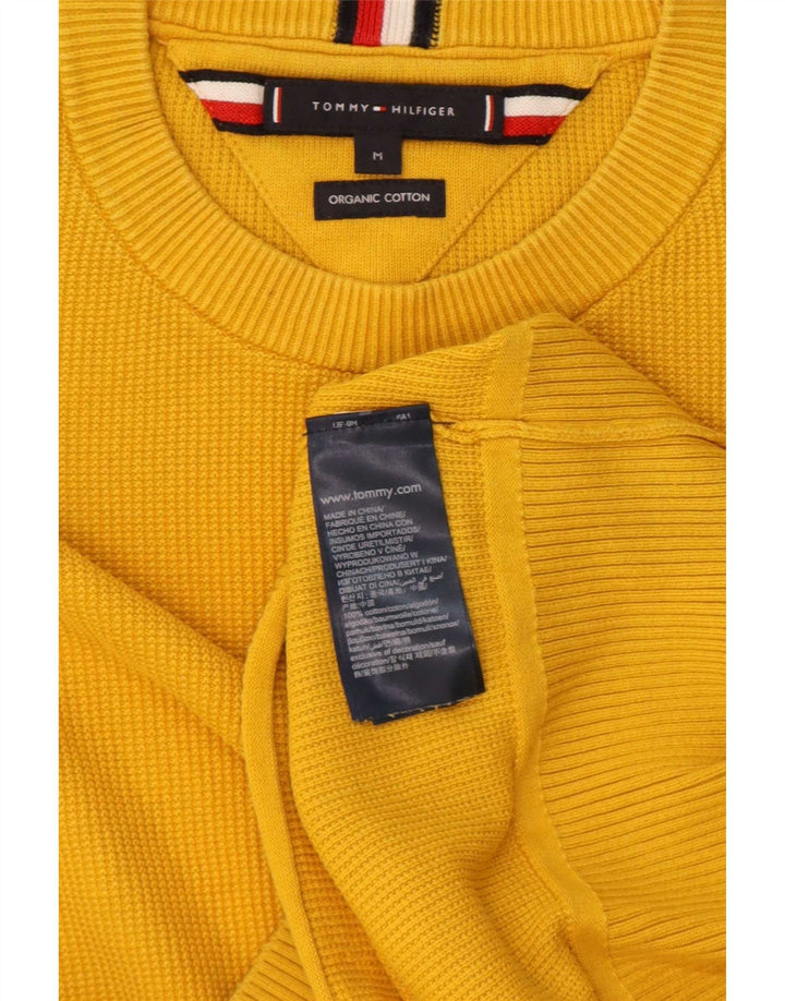 Мужской джемпер с круглым вырезом Tommy Hilfiger, хлопковый свитер среднего желтого цвета