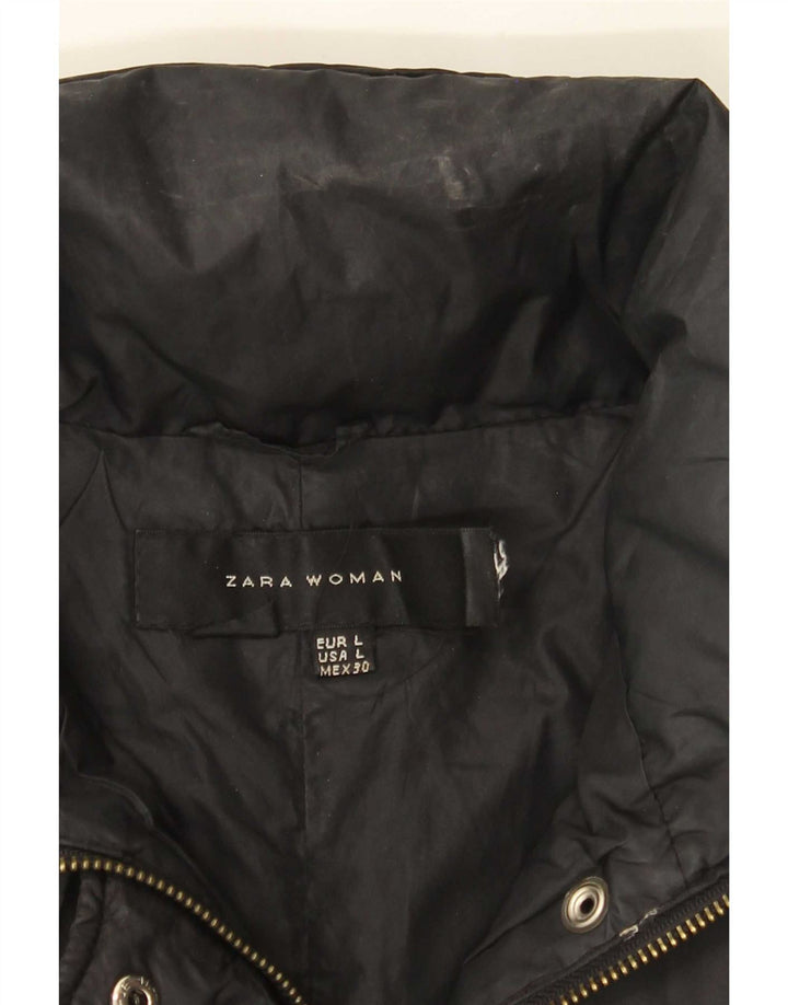 Женская стеганая куртка Zara UK 14, большая черная