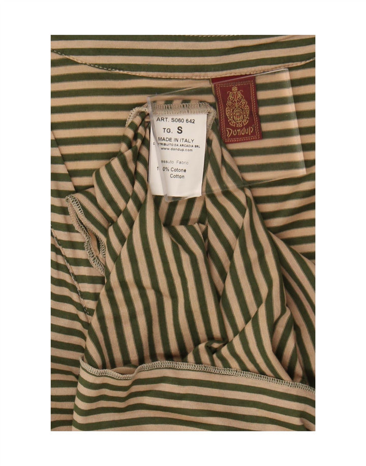 Dondup Женская блузка с завязками спереди, Великобритания, 10 маленьких хлопковых бежевых полосок