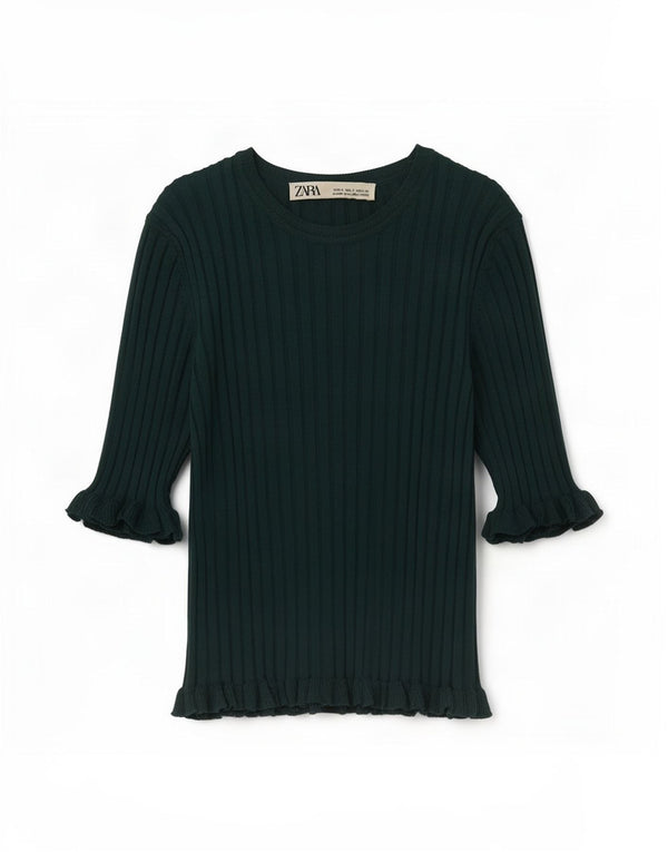 Женская укороченная блузка Zara UK 8, маленькая зеленая вискоза