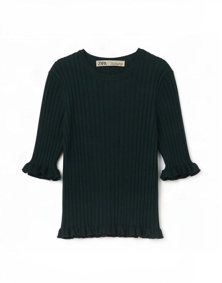 Женская укороченная блузка Zara UK 8, маленькая зеленая вискоза