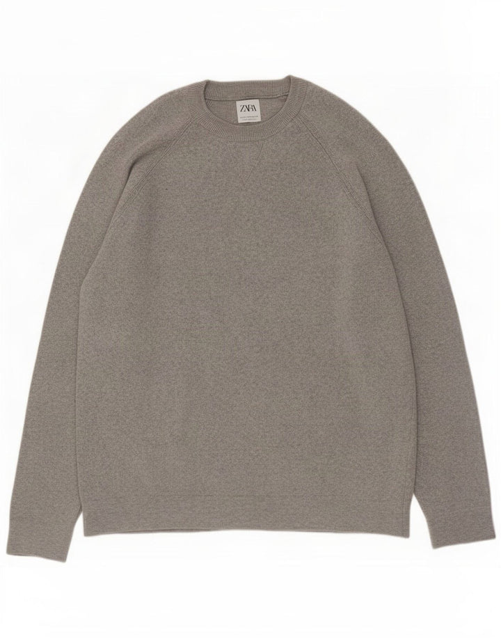 Мужской джемпер с круглым вырезом Zara, средний серый