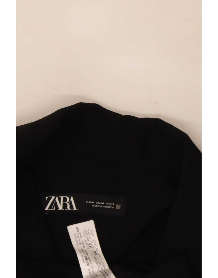 Женский укороченный двубортный пиджак Zara UK 14, средний черный ацетат
