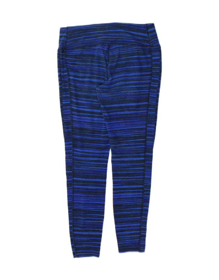 NIKE Womens Dri Fit Leggings UK 14 Medium  Blue Striped Polyester Vintage Nike and Second-Hand Nike from Messina Hembry 