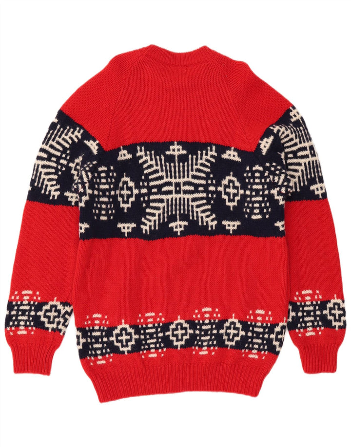 Мужской джемпер с вырезом лодочкой BENETTON, средний красный, шерсть Fair Isle