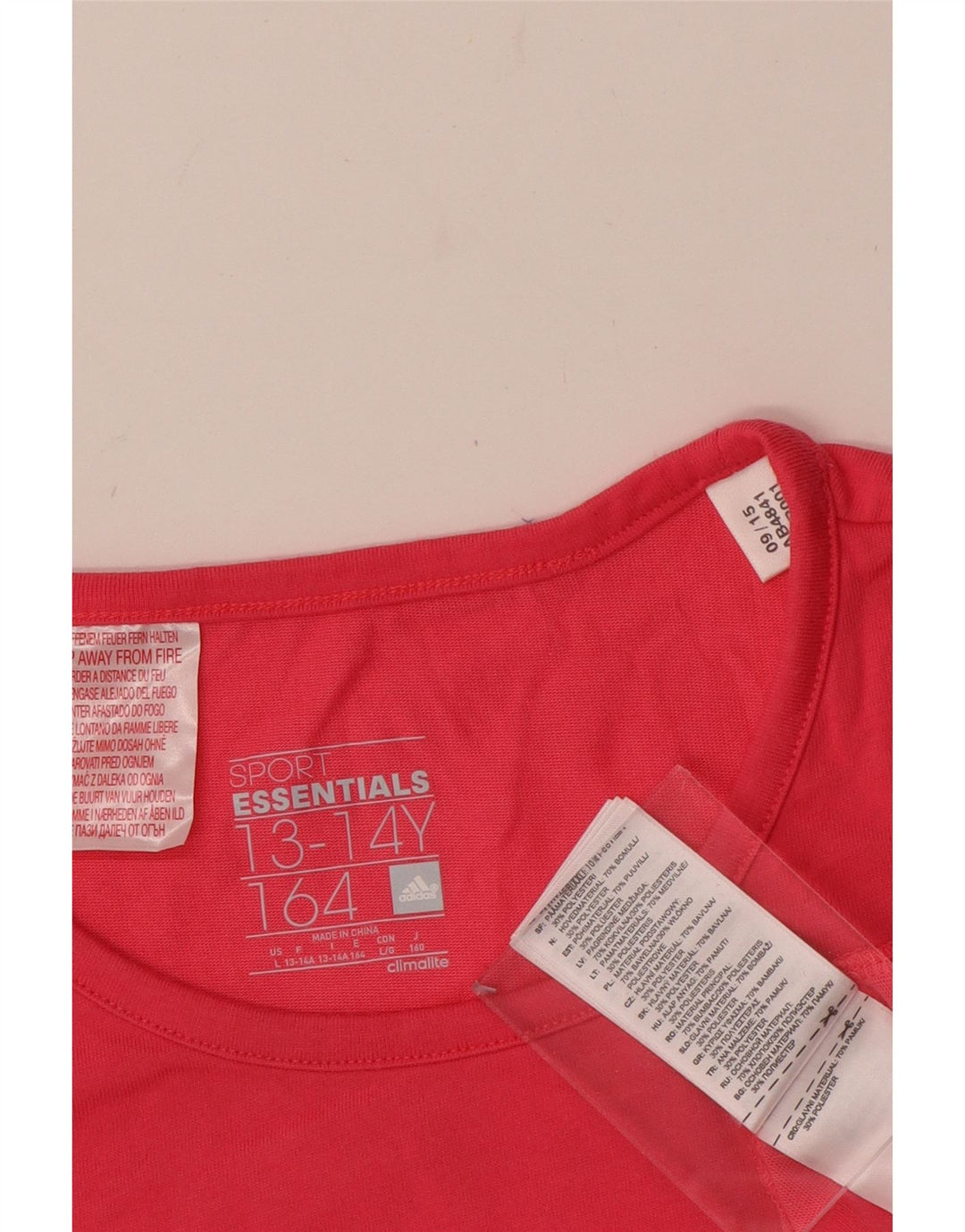 Футболка ADIDAS с рисунком Climalite для девочек, топ 13–14 лет, розовый хлопок