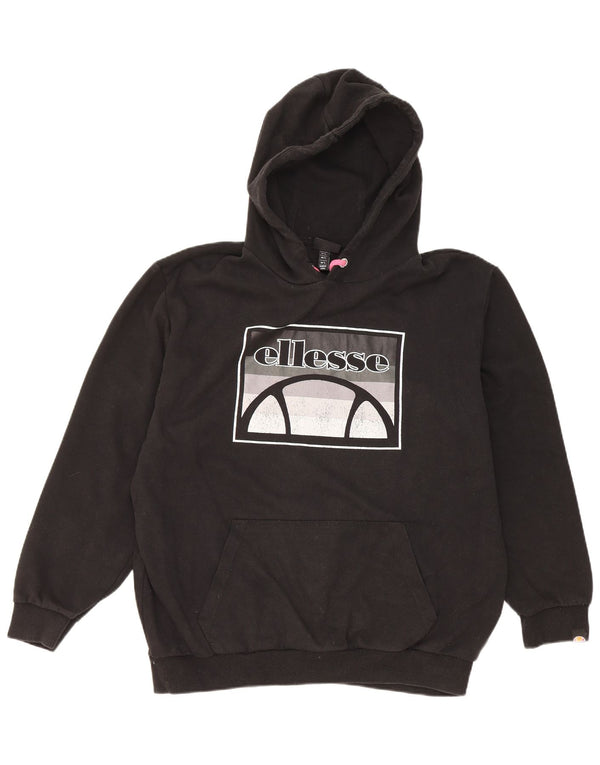Женский джемпер с капюшоном Ellesse Oversized с рисунком UK 16, большой черный хлопок