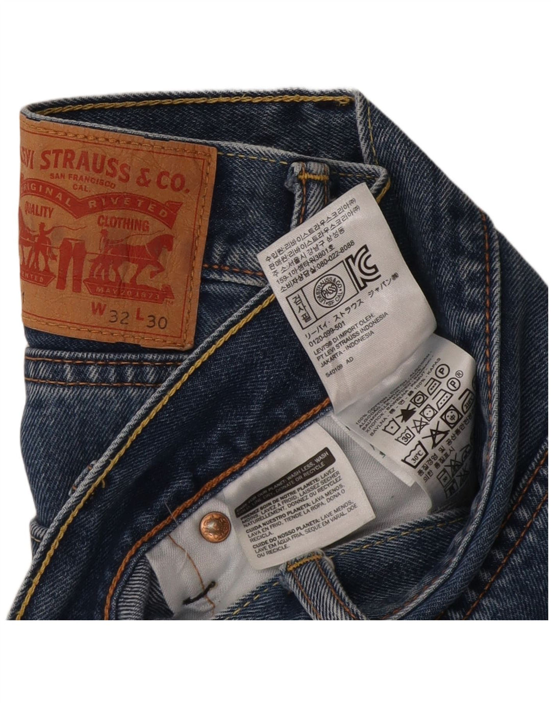 Мужские укороченные прямые джинсы Levi's 751 W32 L24 синие, хлопок