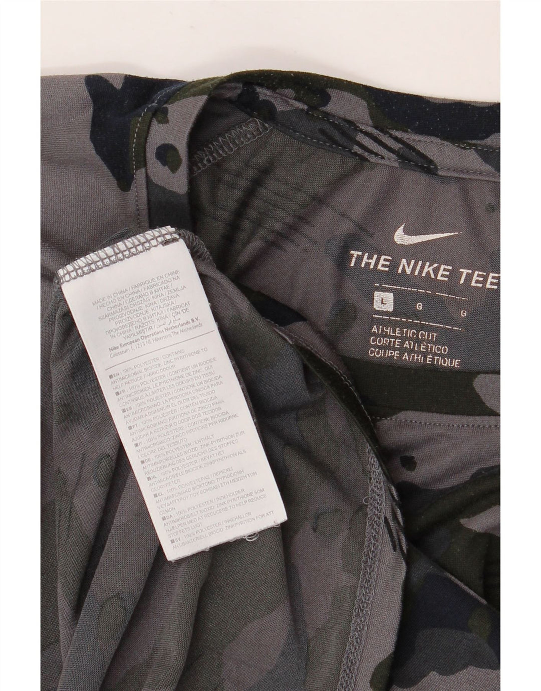 Мужская футболка NIKE Dri Fit, большой серый камуфляжный полиэстер