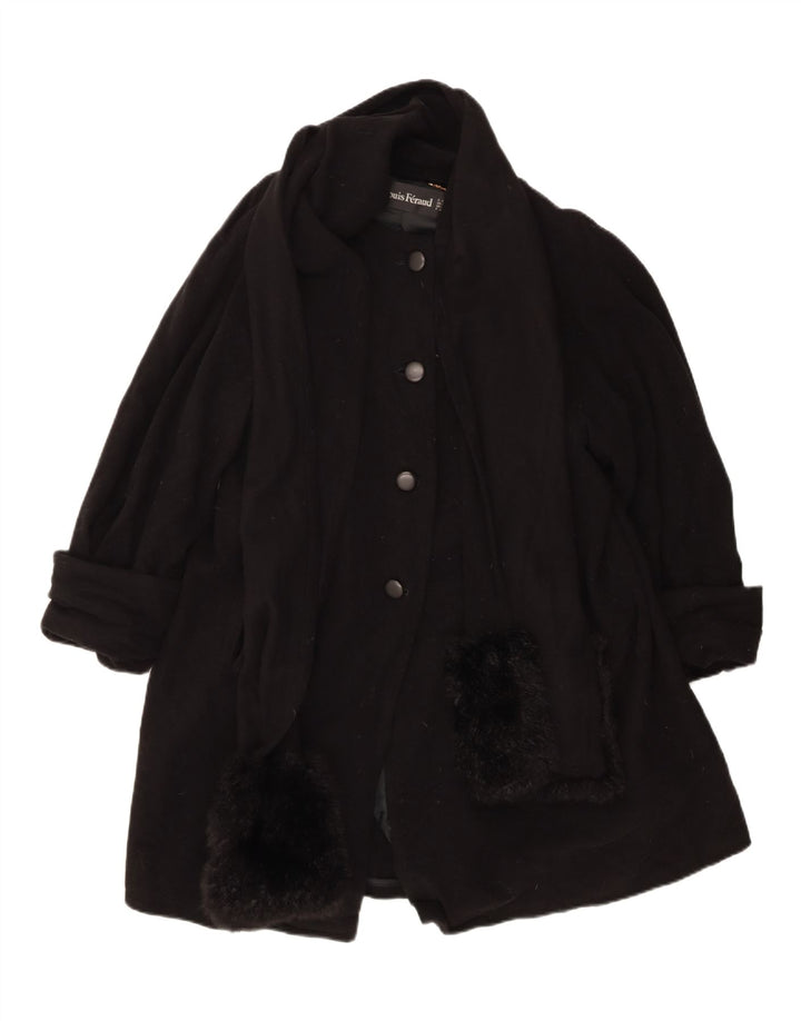 Женское пальто Louis Feraud UK 14, большое классическое черное из натуральной шерсти
