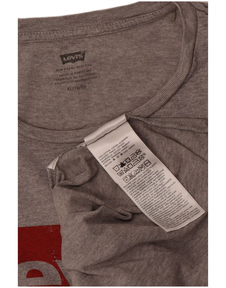 Мужская футболка с рисунком Levi's, топ XL, серый хлопок