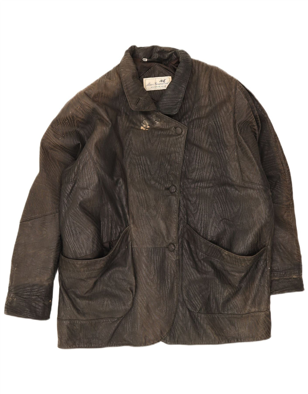 Винтажная женская кожаная куртка UK 18 XL, черная