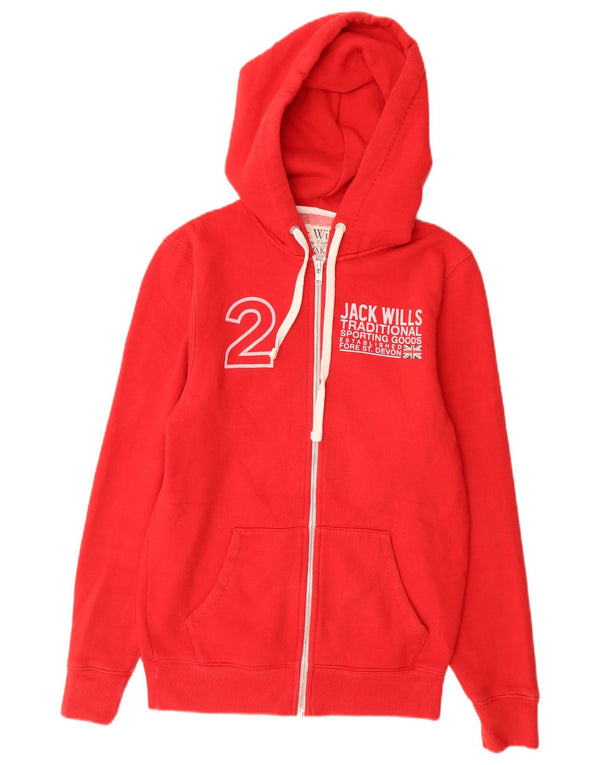 Мужской свитер с капюшоном и молнией с графическим рисунком Jack Wills XS, красный хлопок