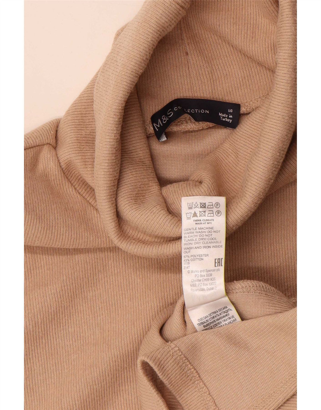 Женский жилет с высоким воротником Marks & Spencer, UK 10, маленький, бежевый, полиэстер