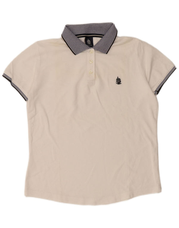 Женская рубашка-поло MARINA YACHTING UK 16, большая белая, хлопок с цветными блоками