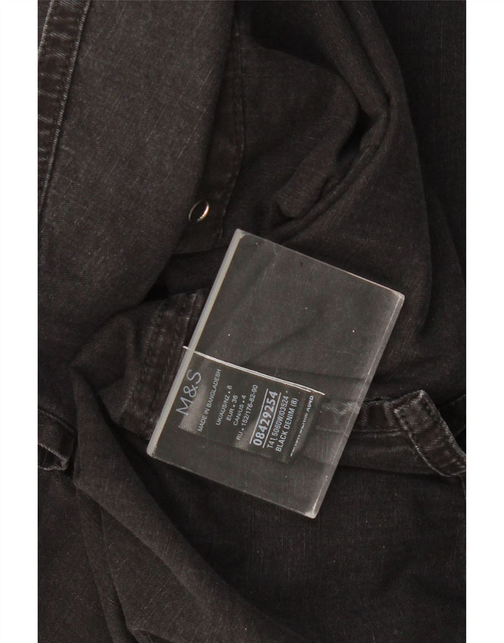 Женская джинсовая рубашка MARKS & SPENCER UK 8, маленькая, черный хлопок