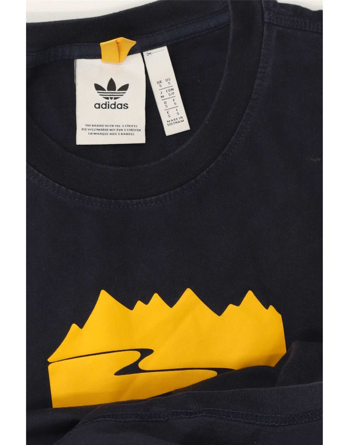 Мужская футболка Adidas с рисунком, маленькая, темно-синяя