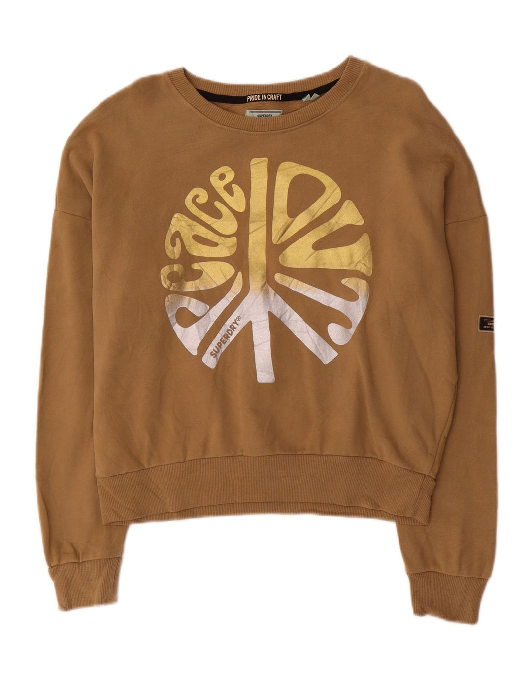 SUPERDRY Женский свободный свитшот с рисунком UK 12, средний коричневый цвет
