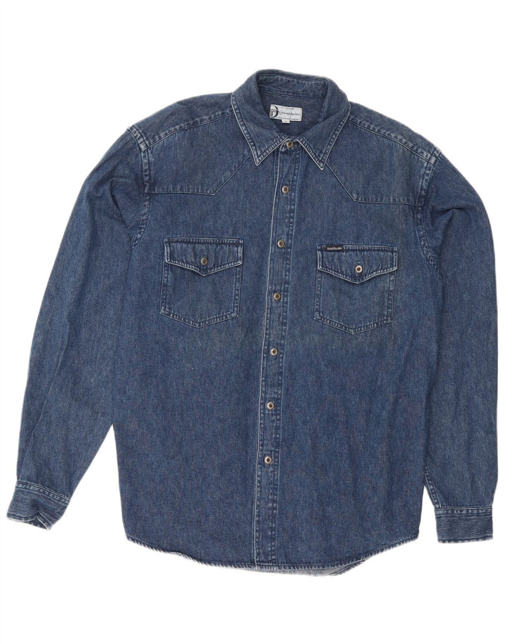 Мужская джинсовая рубашка Sergio Tacchini среднего размера, темно-синяя, хлопок