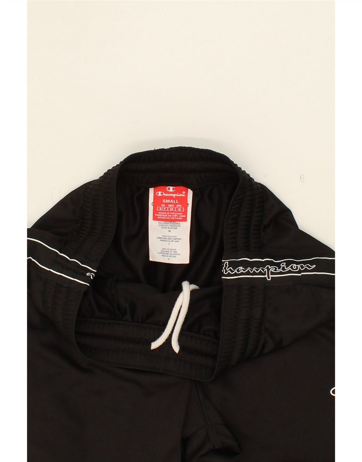CHAMPION Mens Graphic Tracksuit Trousers Small  Black Polyester Vintage Champion and Second-Hand Champion from Messina Hembry 