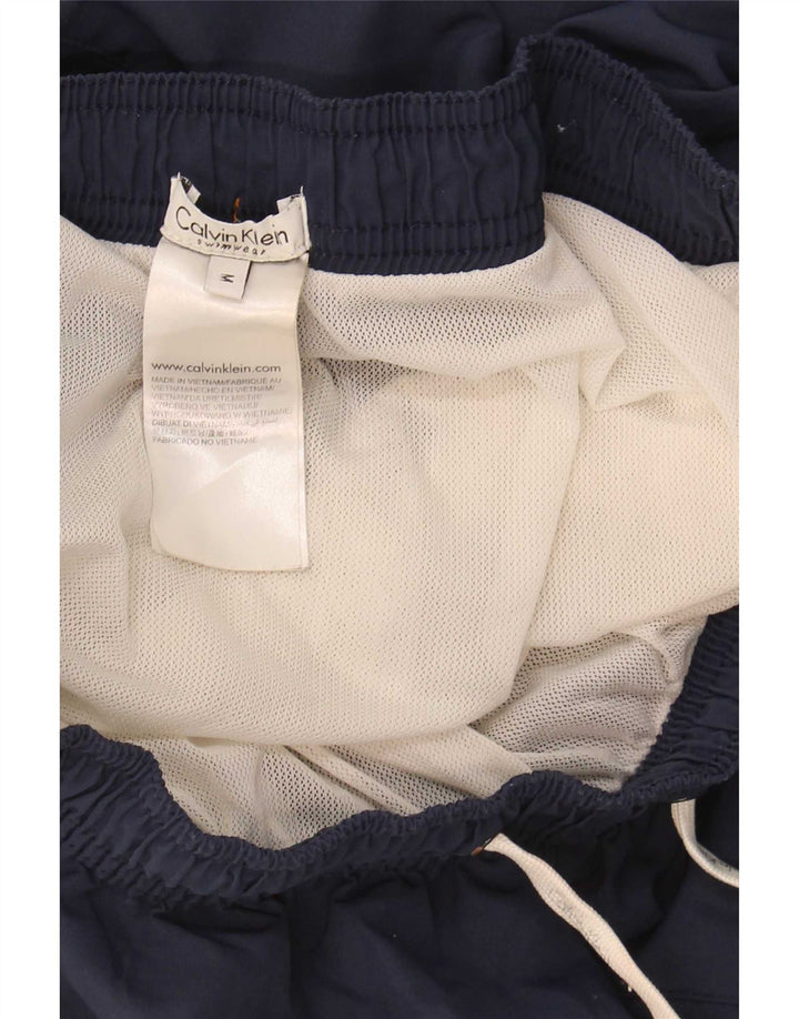 Мужские шорты для плавания с рисунком Calvin Klein, средние темно-синие, с цветными блоками