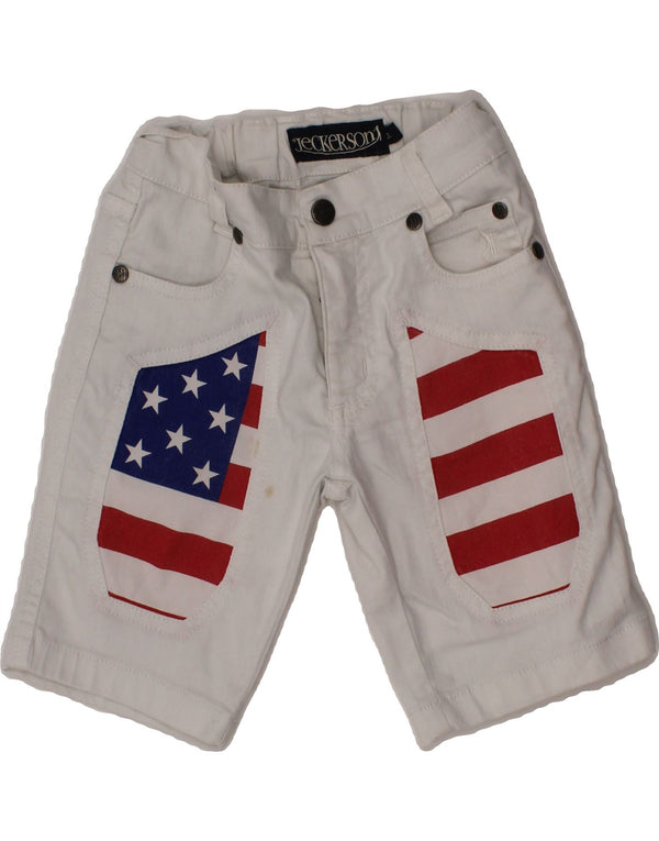 JECKERSON Boys Denim Shorts 2-3 Years W18  White Colourblock Cotton USA