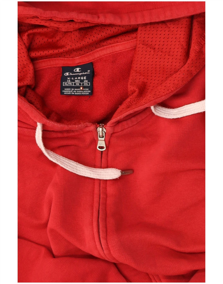 CHAMPION Mens Graphic Zip Hoodie Sweater XL Red