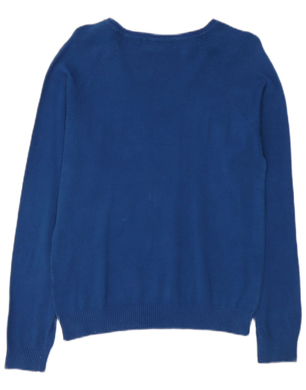 Женский джемпер с v-образным вырезом Zara UK 18 XL, синий хлопок
