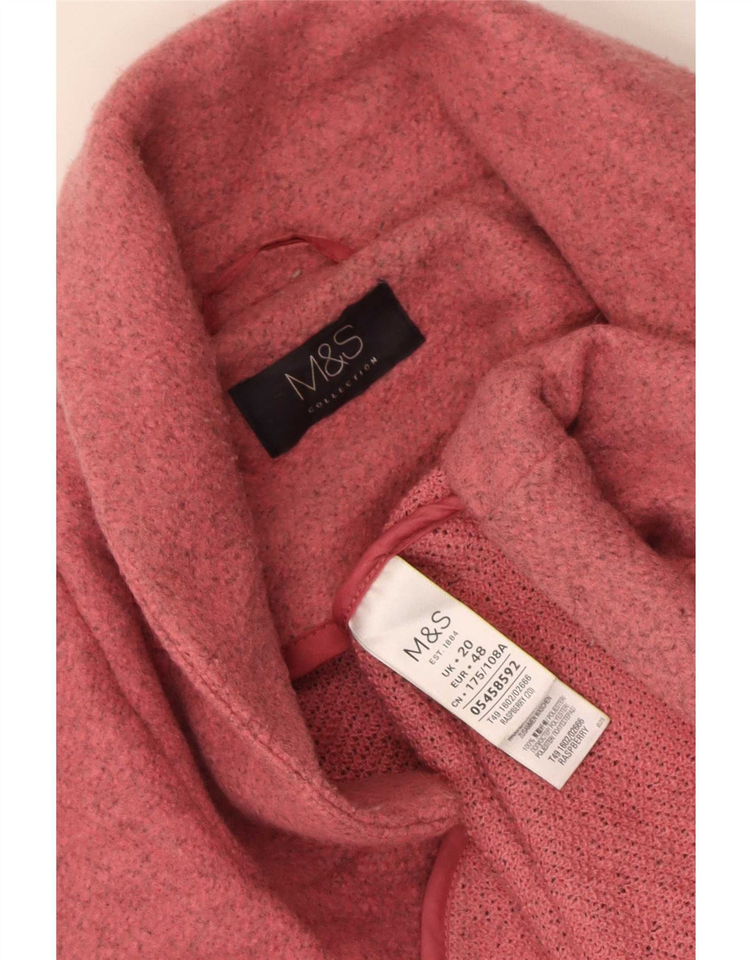 Женское открытое пальто оверсайз Marks & Spencer UK 20 2XL, розовый полиэстер