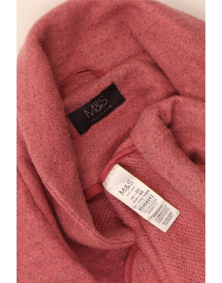 Женское открытое пальто оверсайз Marks & Spencer UK 20 2XL, розовый полиэстер