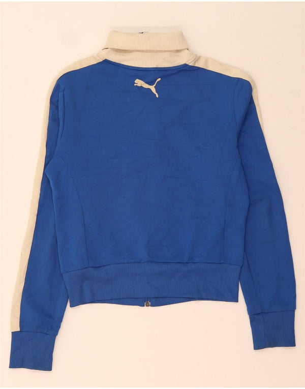 Женская укороченная спортивная куртка с графическим рисунком Puma UK 10, маленькая синяя с цветными блоками