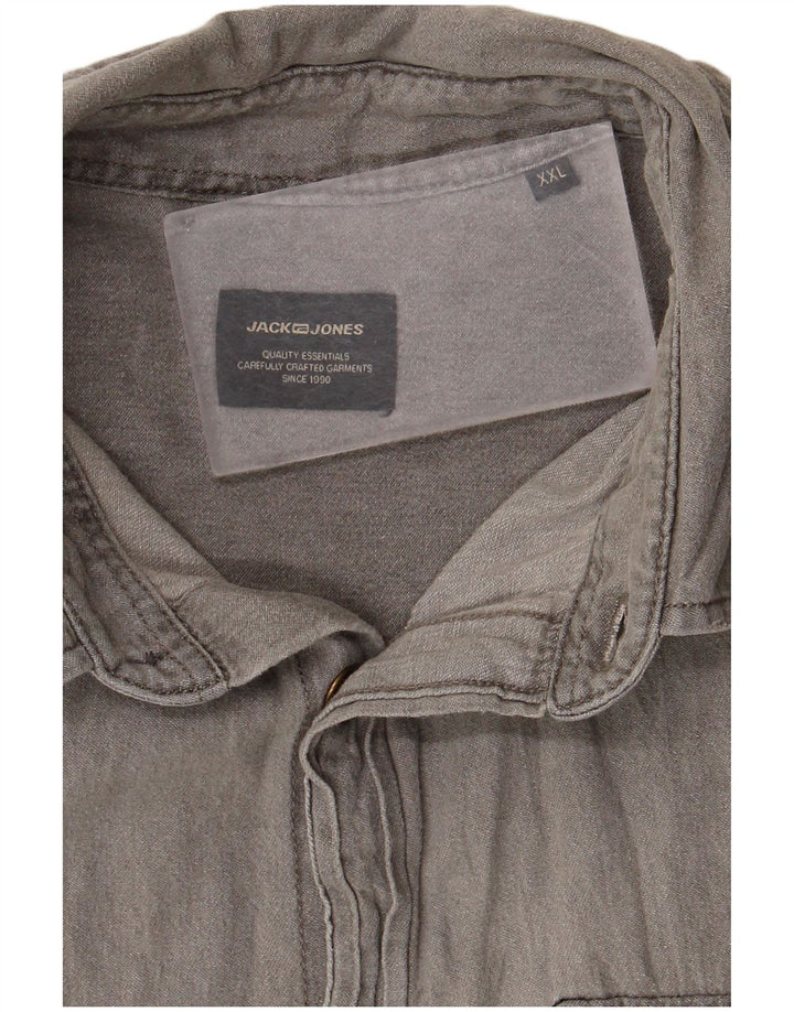 Мужская рубашка Jack & Jones 2XL серая, хлопок