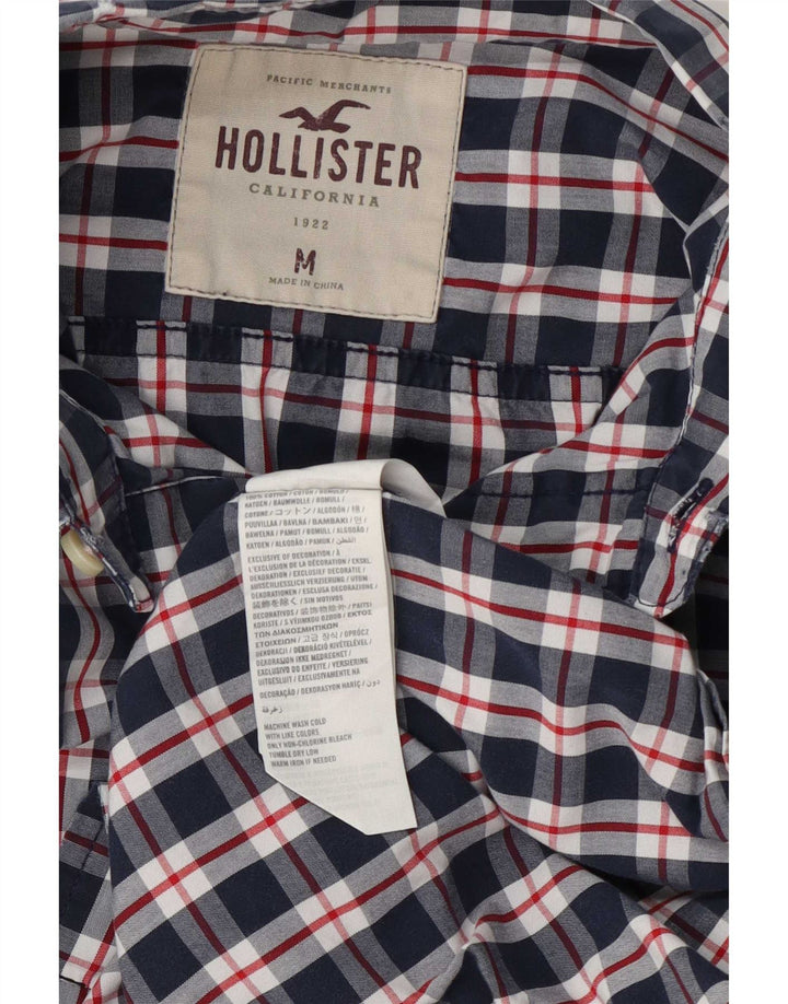 Мужская рубашка Hollister среднего размера, темно-синяя клетка, хлопок