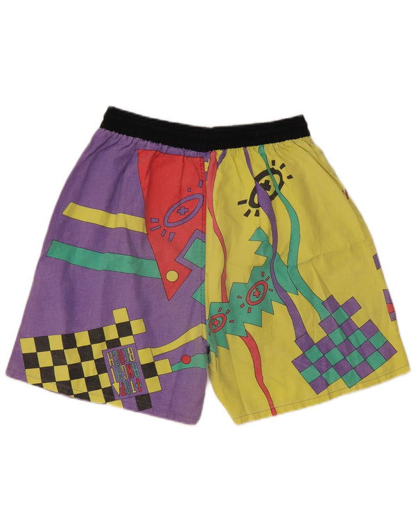 Винтажные женские шорты для плавания с рисунком, Великобритания, 14, большие фиолетовые цвета с цветными блоками