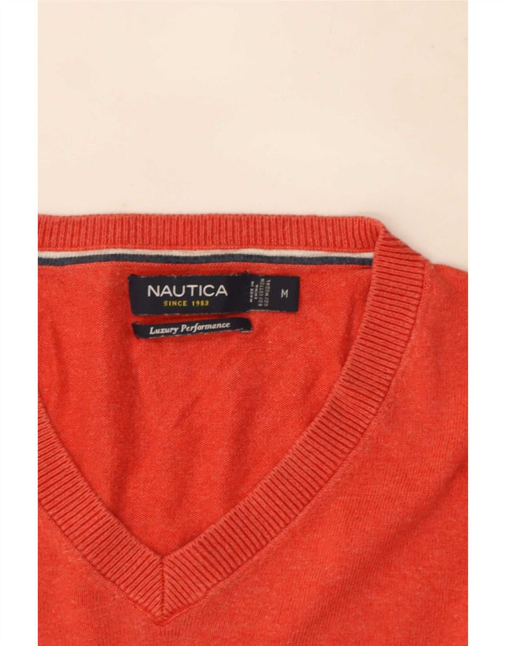 Мужской джемпер Nautica с v-образным вырезом, средний красный хлопковый свитер