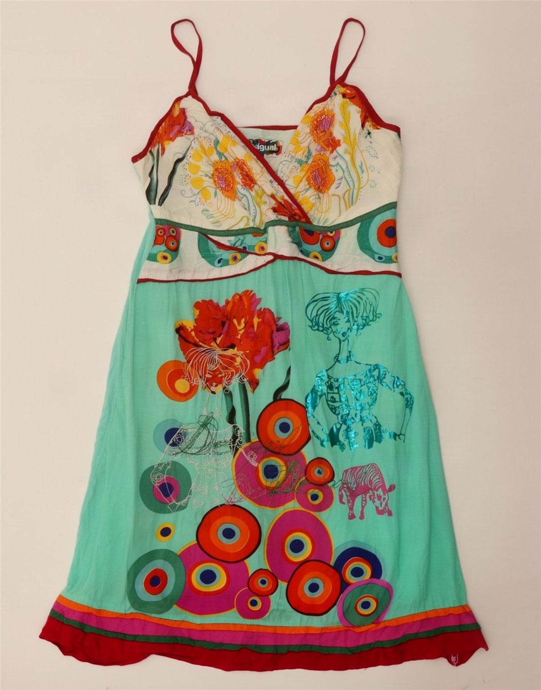 Женский сарафан Desigual с графическим рисунком EU 40, вискоза среднего синего цвета с цветочным принтом