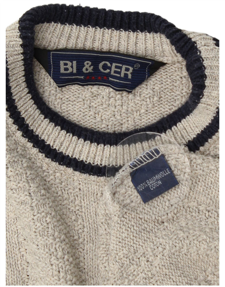 VINTAGE Мужской джемпер с круглым вырезом, свитер XL, серый хлопок