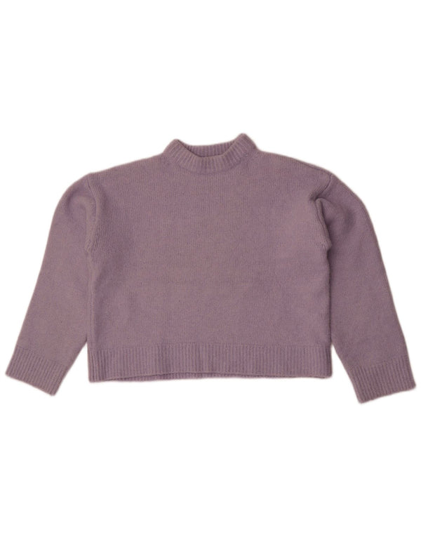 Женский укороченный джемпер с круглым вырезом Zara UK 14, средний фиолетовый полиэстер