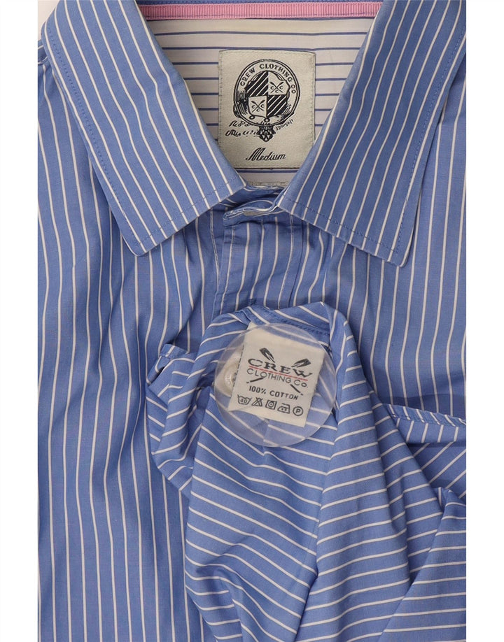 Crew Clothing Мужская рубашка среднего синего цвета в тонкую полоску из хлопка