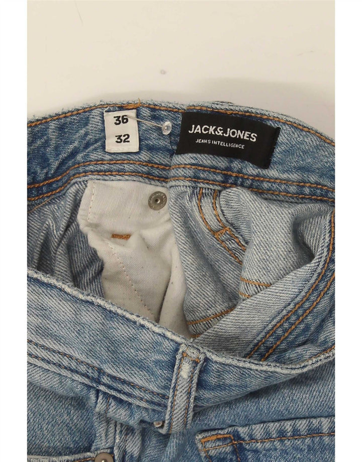 Мужские потертые узкие джинсы Jack & Jones W36 L28, синие, хлопок