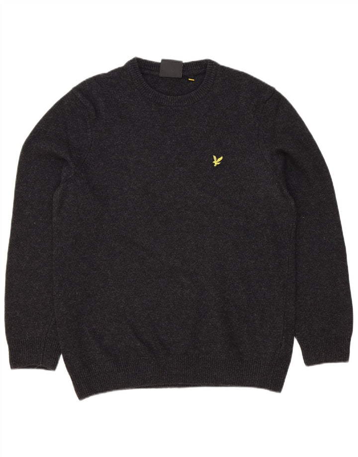 LYLE & SCOTT Mens Crew Neck Jumper Sweater Medium Grey Wool