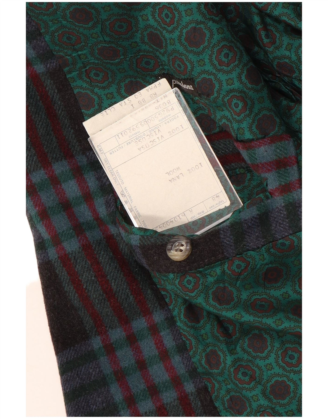 Винтажный мужской пиджак на 2 пуговицах IT 48, средний темно-синий в клетку, шерстяной