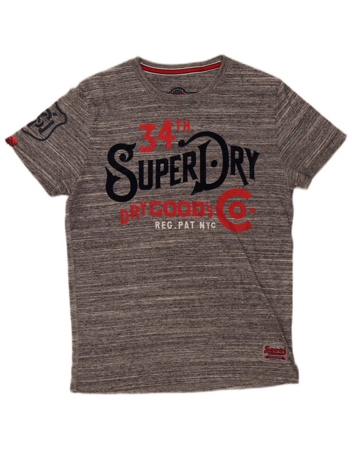 Мужская футболка с рисунком Superdry, большая серая в крапинку