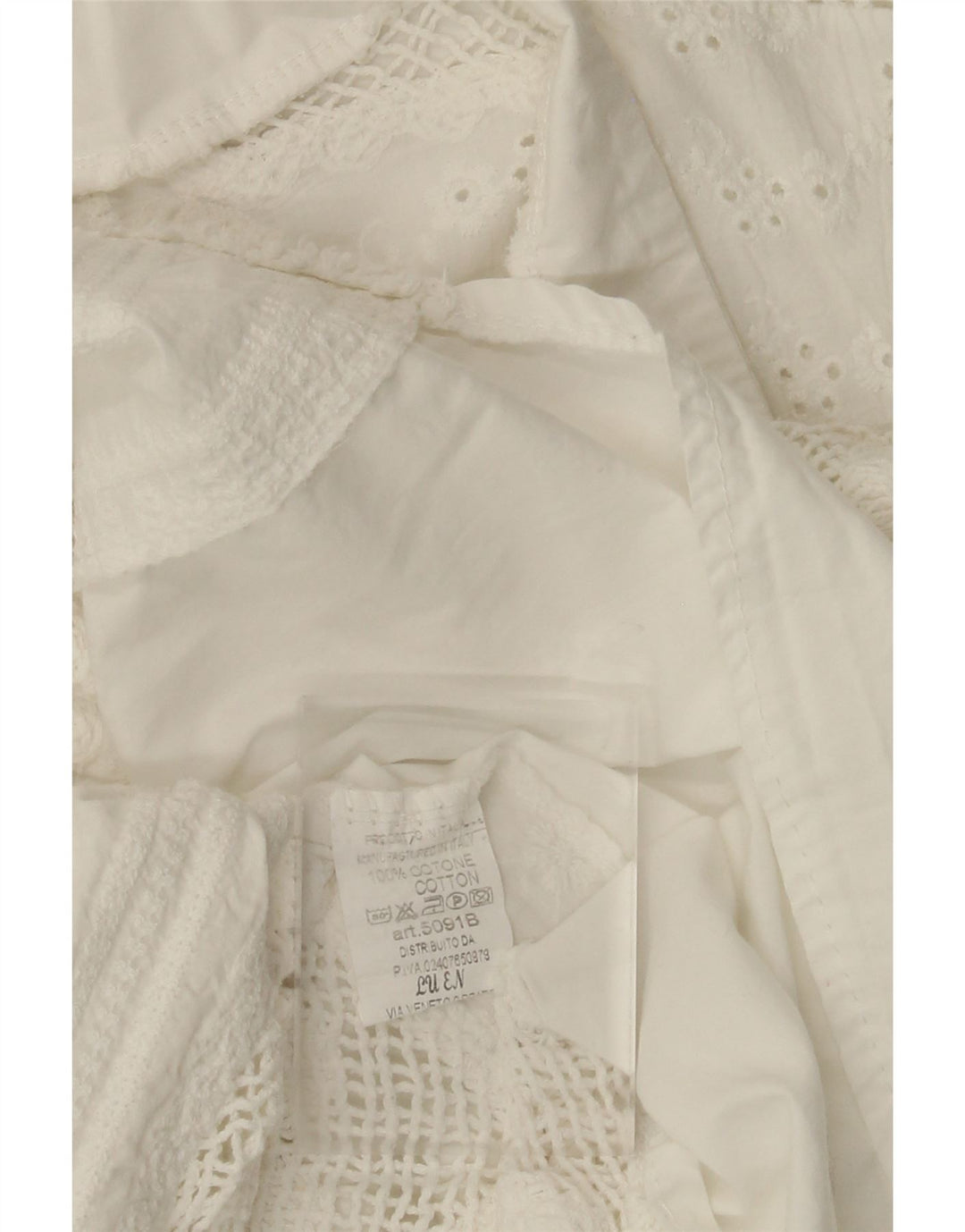 ВИНТАЖНАЯ женская блузка-рубашка с рукавом 3/4, Великобритания 14, средний белый цветочный хлопок