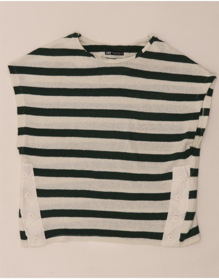 Женская футболка Zara Top UK 14 Medium, белая полоска
