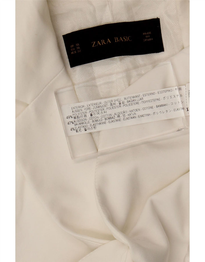 Женский пиджак ZARA на 1 пуговице, Великобритания, 18 XL, белый полиэстер