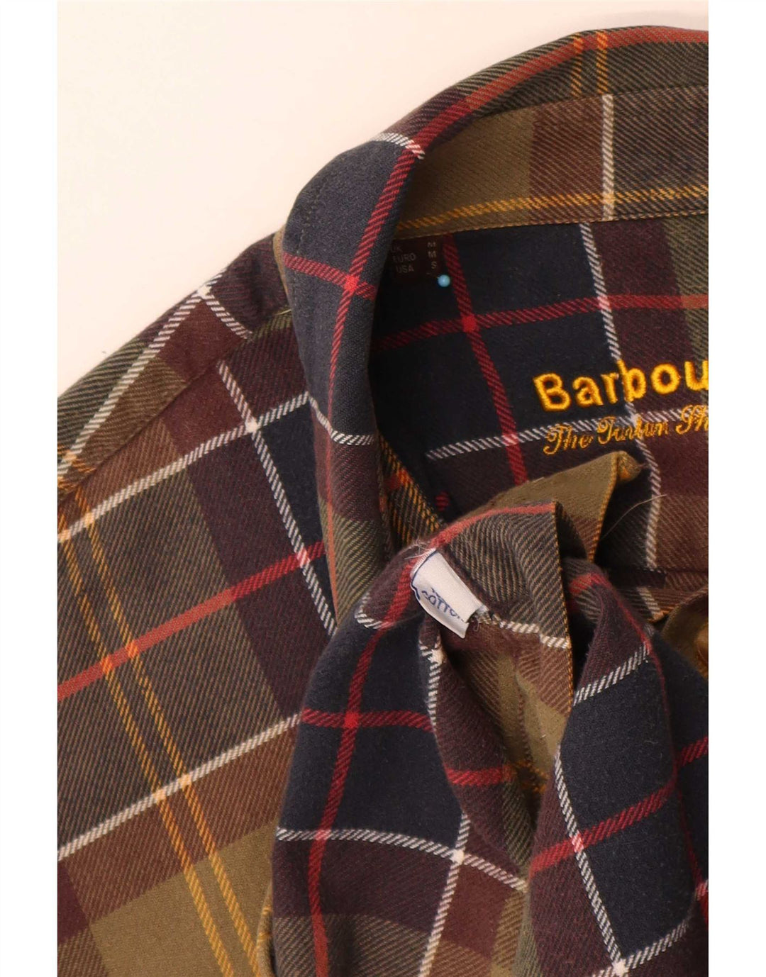 Мужская фланелевая рубашка обычного кроя Barbour, хлопковая клетка в зеленую клетку среднего размера
